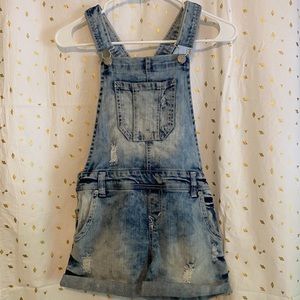 Denim overall shorts